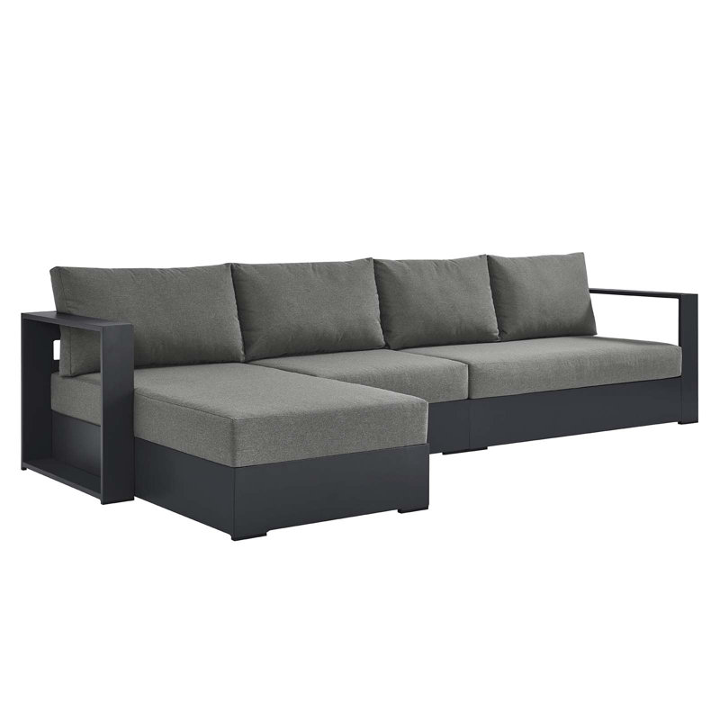 Ensemble de canapé modulaire d'extérieur 3 pièces Modway Tahoe, Accoudoir à gauche (vu de face), Gris anthracite