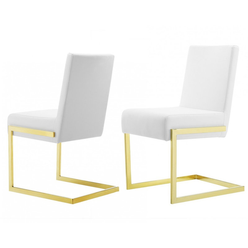 Chaise parsons en métal blanche