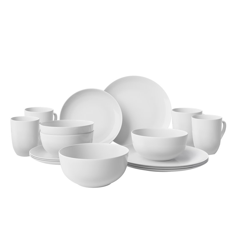 Latitude Run® 16-piece White Bone China Dinnerware With Lightweight Durable Chip Resistant Design Service For 4