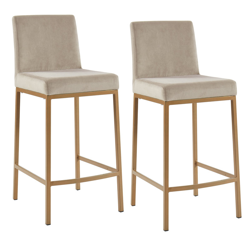 Tabouret de comptoir 26 po Abbeigh, Or vieilli, Beige