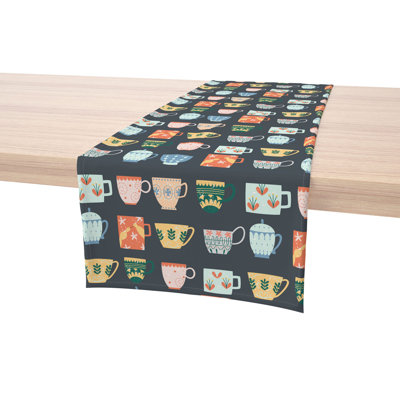 Table Runner, 100% Cotton, 16X108", Decorated Ceramic Mugs