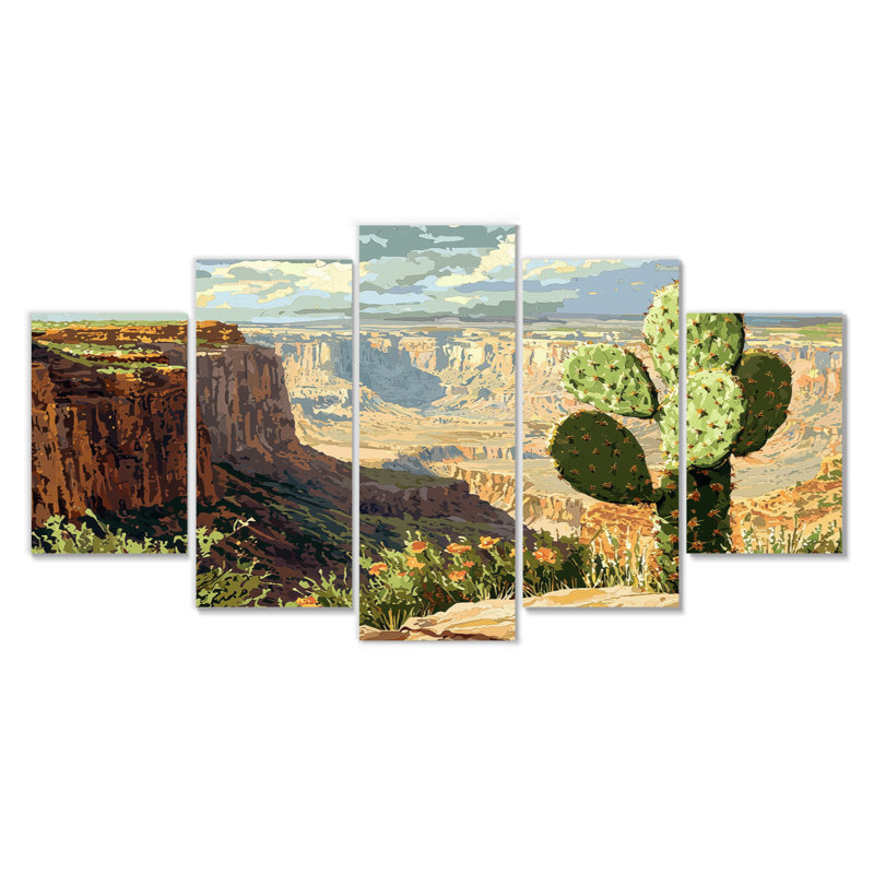 Cactus au bord du canyon - Art mural floral cactus - Décoration murale traditionnelle