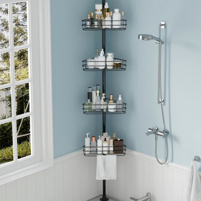 76 CM-110 CM Adjustable Bathroom Organizer Shelves with 4-Tier Rustproof Bathroom Shelves