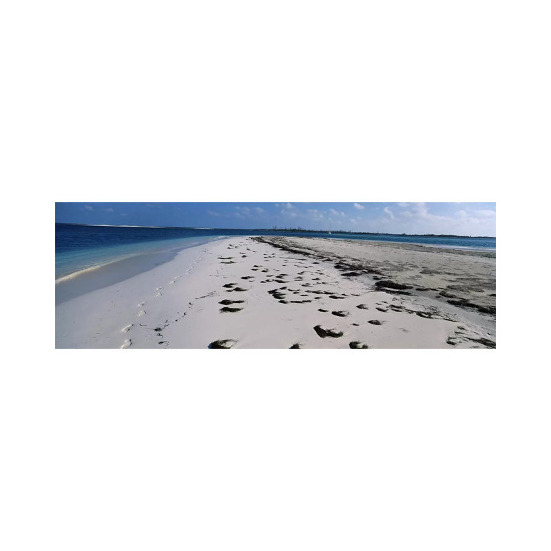 Footprints On The Beach, Cienfuegos, Cienfuegos Province, Cuba - Wrapped Canvas Panoramic Print