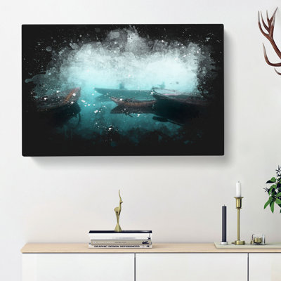 Fishing Boats In Varanasi India - Wrapped Canvas