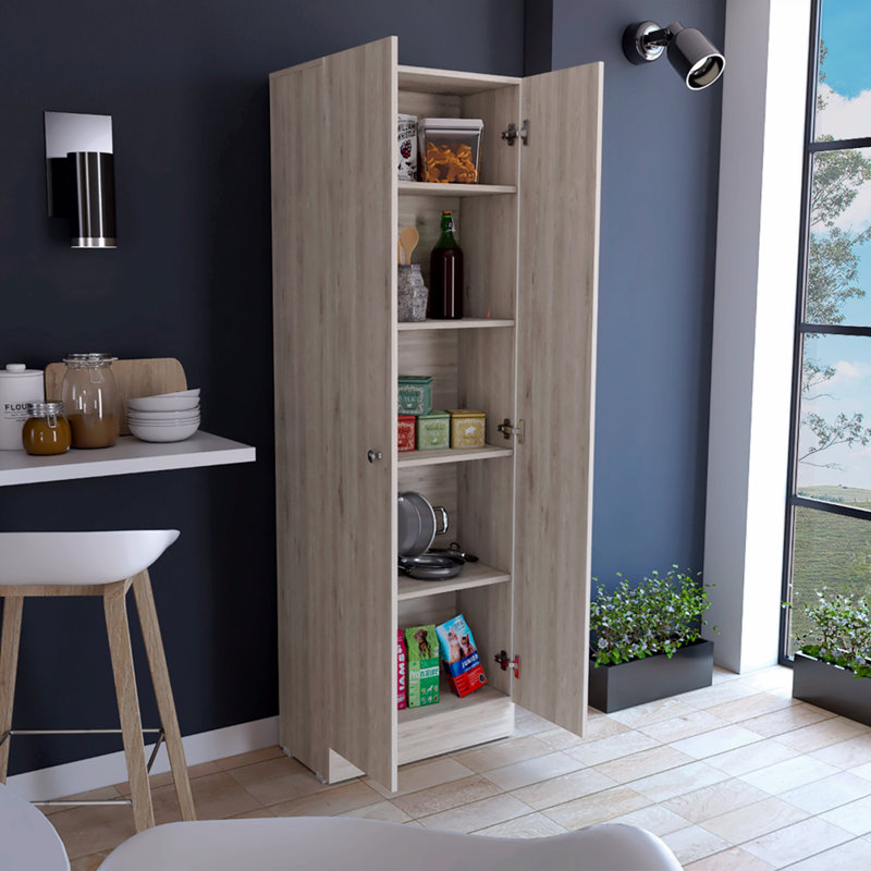 Cabinet 71" H, Two Doors, Five Internal Shelves, Gray