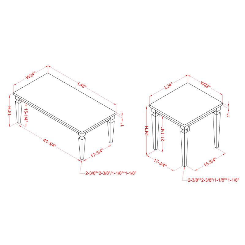 Vosgan 3-Piece Coffee Table Set, Antique White