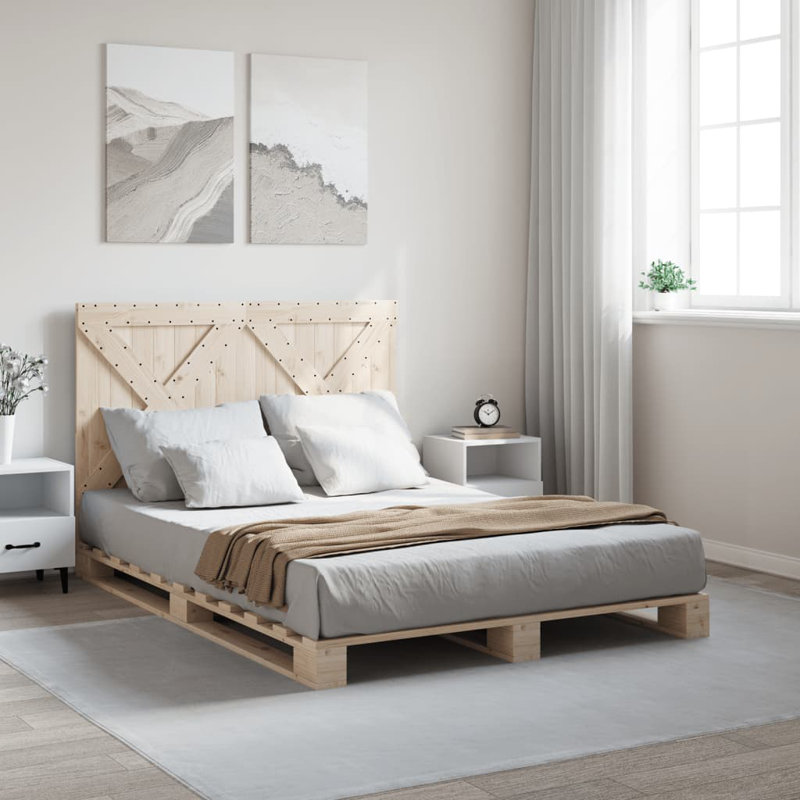 Airyn Solid Wood Bed, EU Kingsize - 160 x 200 cm, Brown