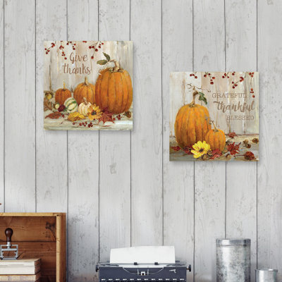 " Pumpkin Patch Give Thanks " by Sally Swatland 2 - Pieces