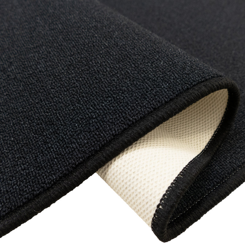 Custom Size Anti Slip Low Profile Plain Black Runner Rug, Runner 2'2" x 4'