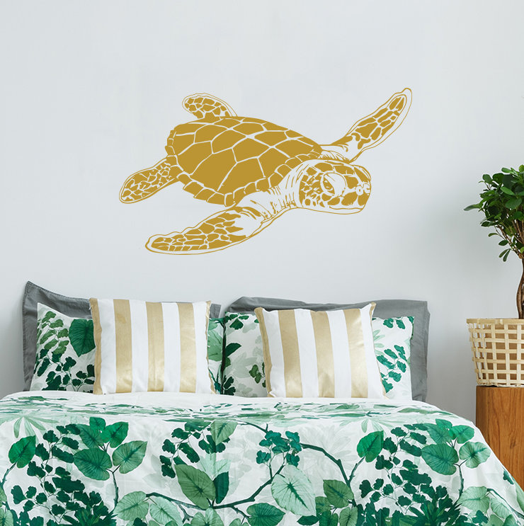 Décalcomanie murale tortue de mer, Or