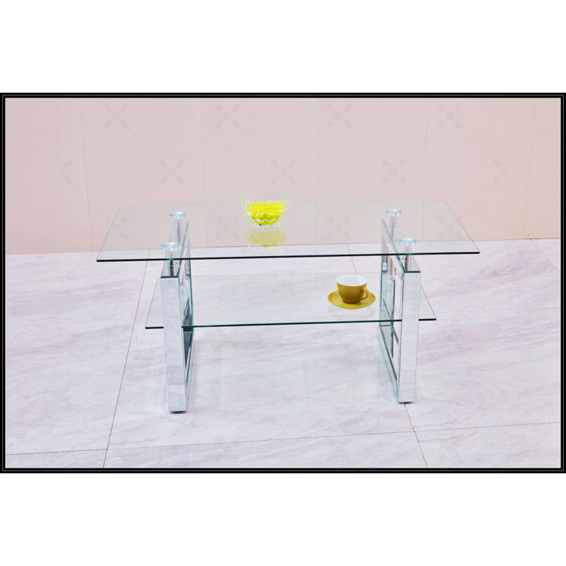 Table basse transparente en verre trempé