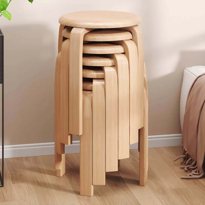 Ensemble de tabourets empilables en bois cintré avec patins en feutre antidérapants pour espaces polyvalents