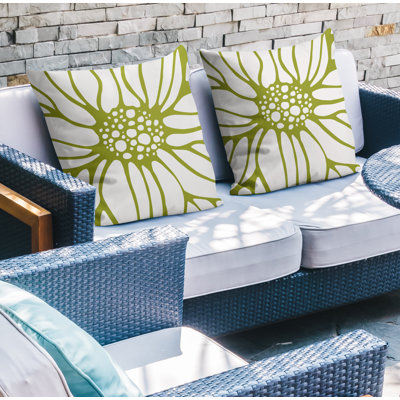 Floral Outdoor Reversible Throw Pillow