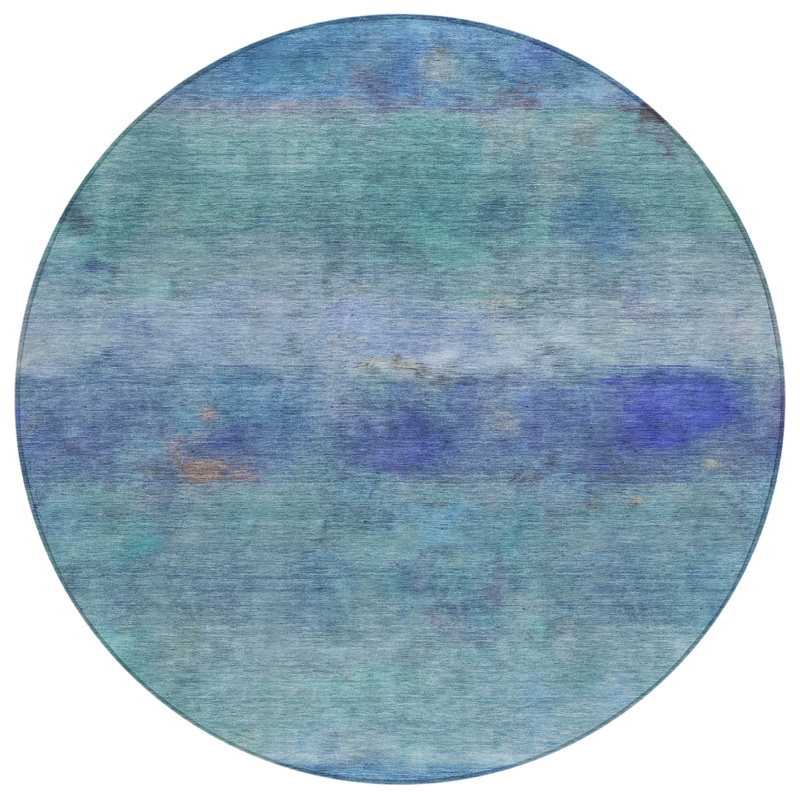 Machine Washable Indoor/Outdoor Matteson ACN2311 Stripes Rug, Round 8'