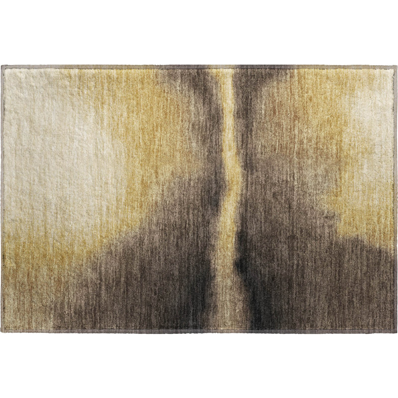 Premium Machine Washable Mayfield AMF2419 Abstract Rug, 1'8" x 2'6", Honey