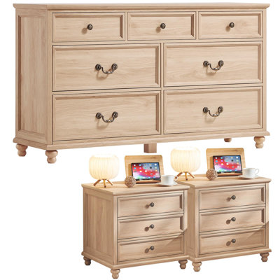 Farmhouse 3-Piece Dresser and Nightstand Set