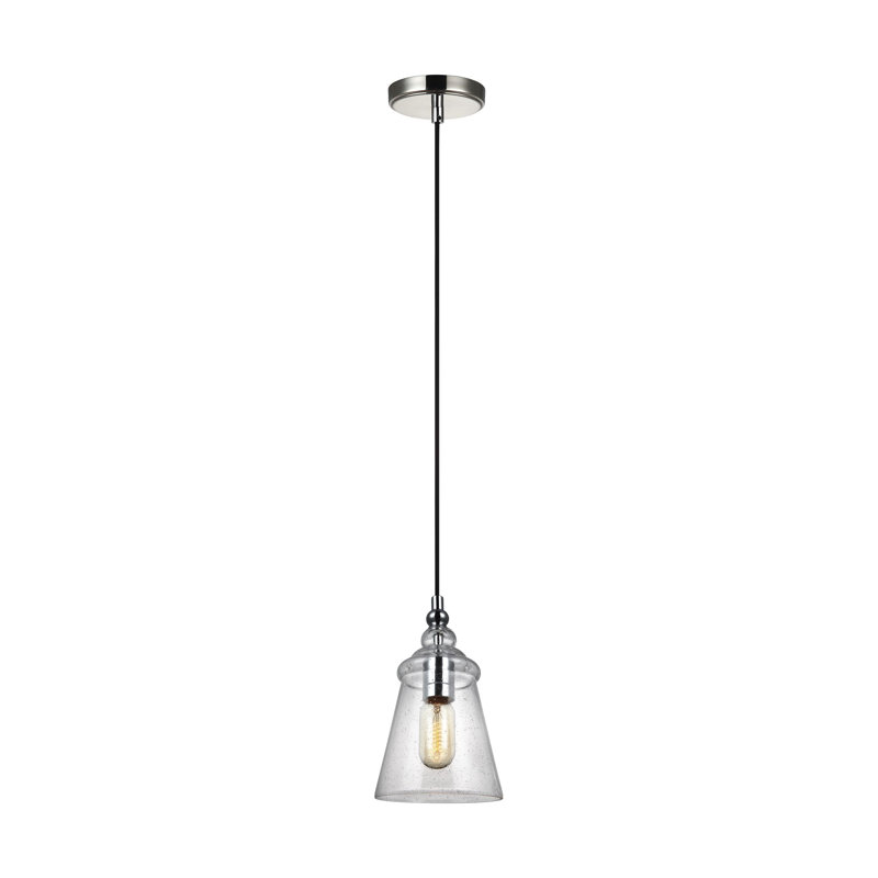 Luminaire suspendu en forme de cloche à 1 lumière Levine, Chrome