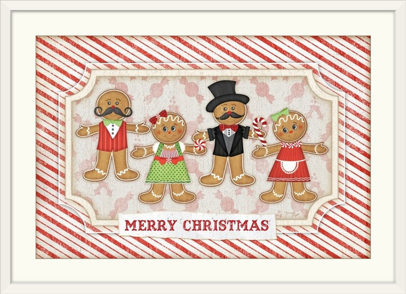 «Gingerbread Christmas» par Jennifer Pugh, impression, H 28 po x l 38 po x P 1 po, Cadre blanc