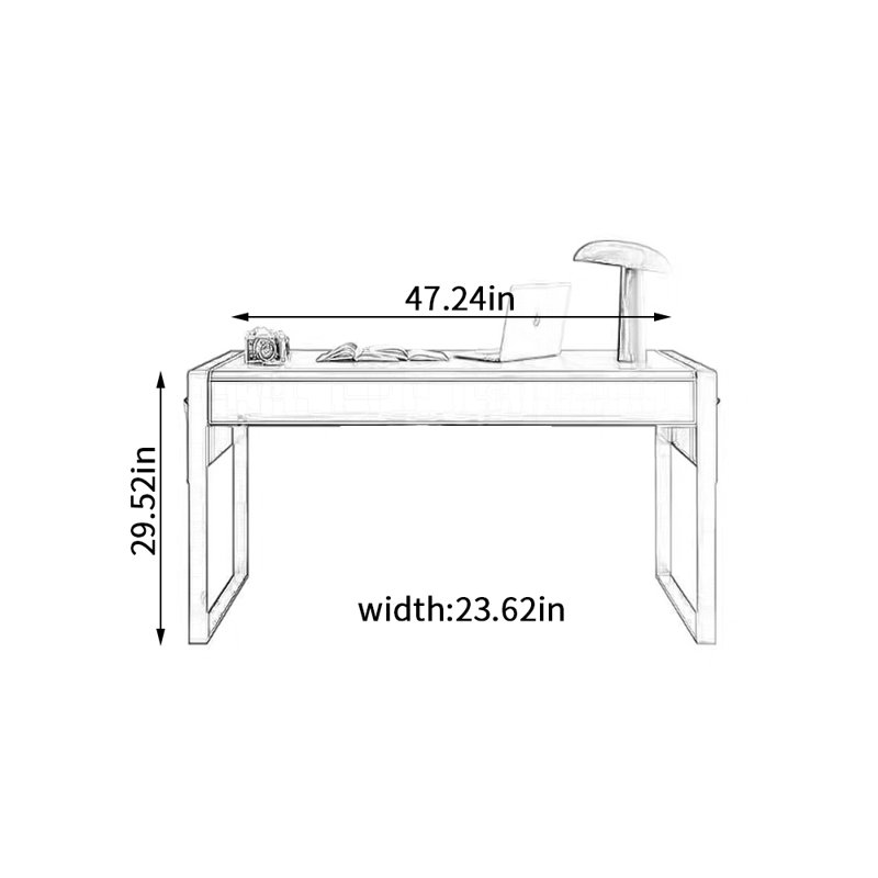 Modern High-end Saddle Leather Writing Desk, 29.52" H x 47.24" W x 23.62" D