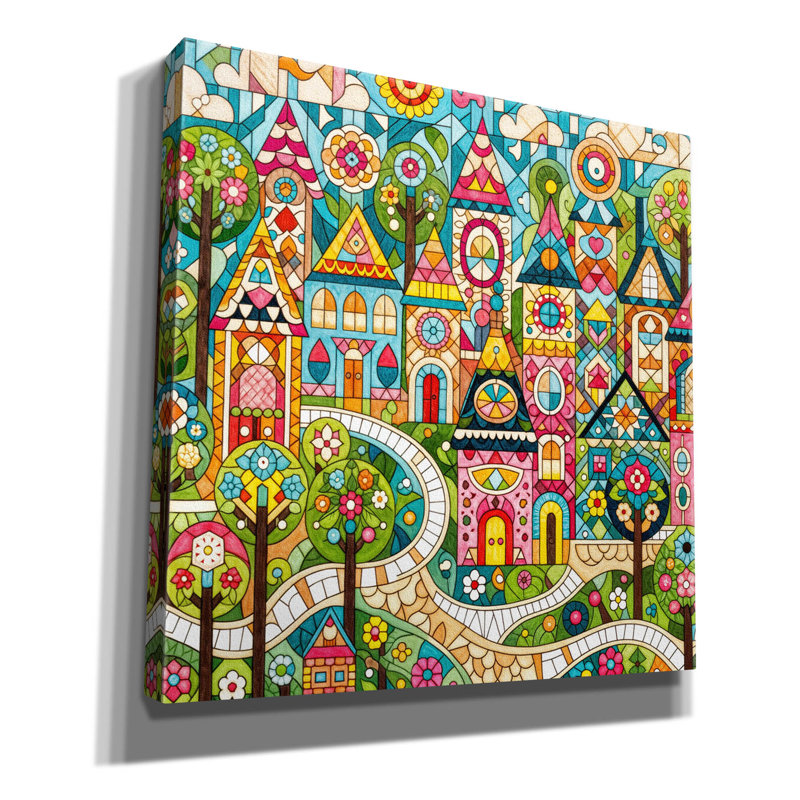  «Quilt Style Scene 3» par Rey Klimt, art mural sur toile, H 18 po x l 18 po