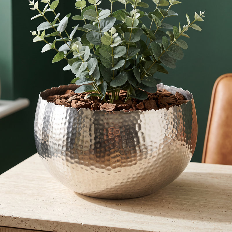Indoor Cachepot, 20cm H x 30cm W x 30cm D, Silver
