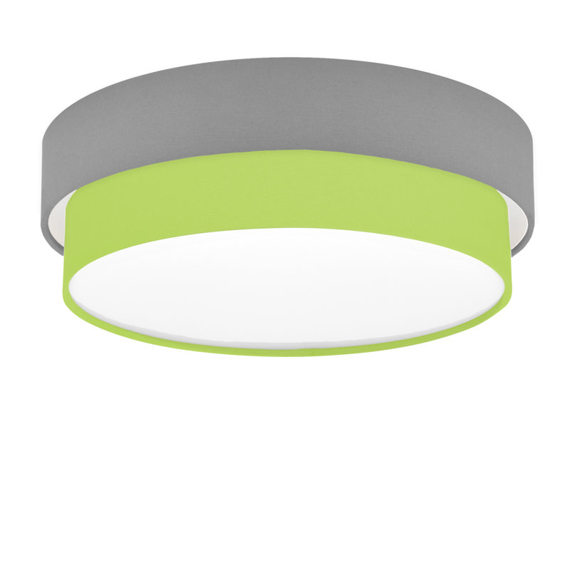 Elanaz Fabric Flush Mount, Grey, Neon Green
