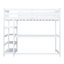 Lit mezzanine blanc de taille simple avec bureau et tablettes pour une plus grande efficacité en matière d'espace - Bois massif de pin massif-1636576842-1636576840