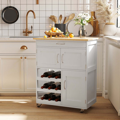 Îlot de cuisine sur roulettes avec chariot à vin HOMcom