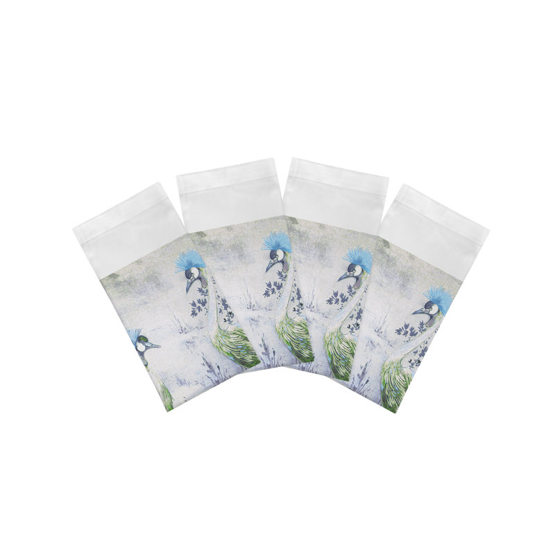 Crested Crane Cotton Sateen Dinner Napkins, Ice