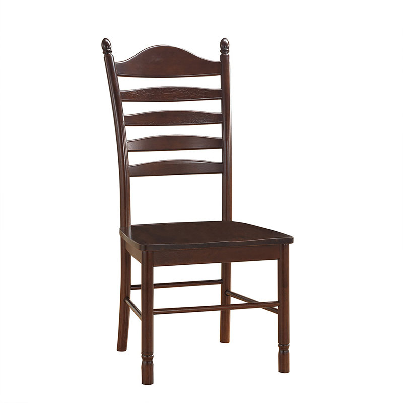 Classic Brown 17" D x 20.25" W x 42" H Solid Wood Ladder Back Dining Chair with Ergonomic Support, Deep Espresso