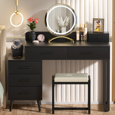 Meuble-lavabo avec miroir et tabouret Foivos