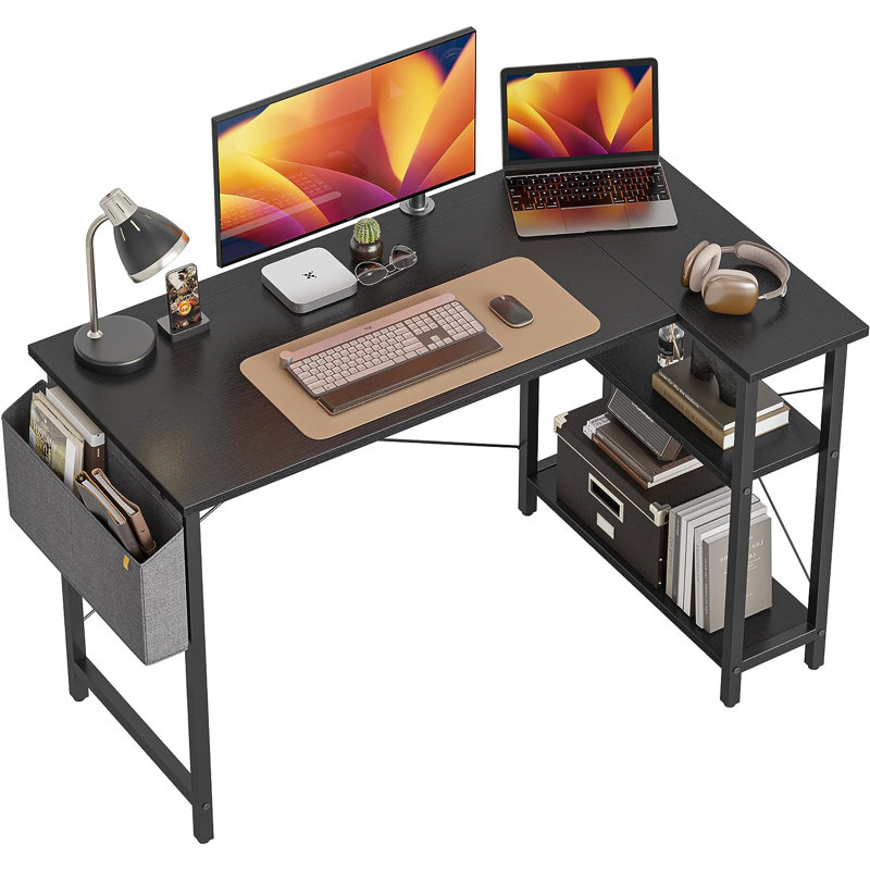 Anacleta L-Shape Desk, 28.7" H x 40" W x 27.5" D, Black