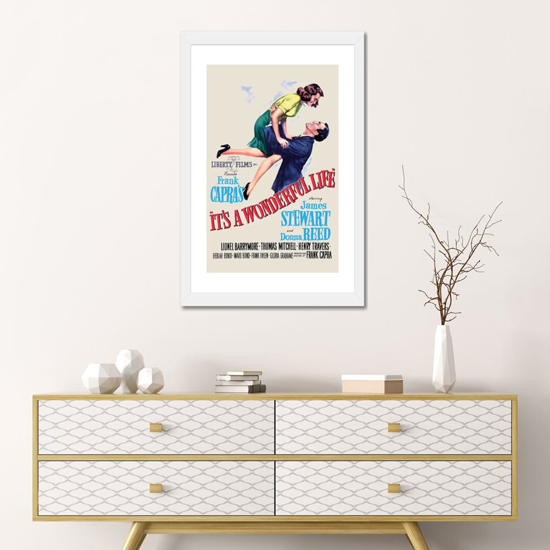«It's a Wonderful Life» - Publicité imprimée, H 24 po x l 16 po x P 1 po, Papier encadré blanc, Blanc