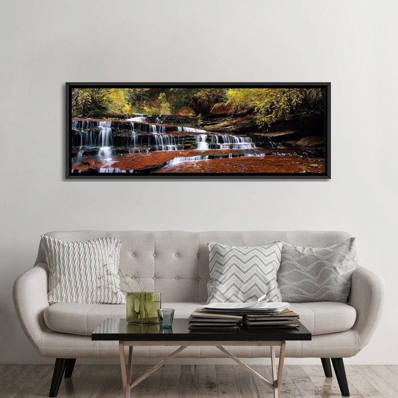 «Panoramic Waterfall in a Forest», reproduction de photo sur toile tendue, H 20 po x l 60 po x P 1,5 po