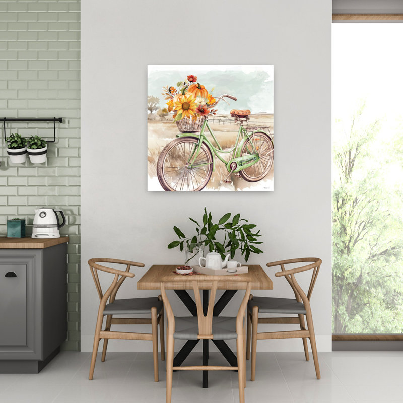 Art contemporain de bicyclette iv d'automne avec art de bicyclette d'automne, H 32 po x l 32 po