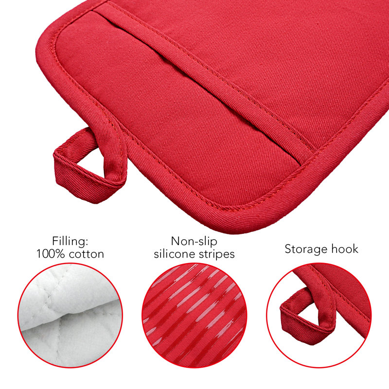 FabStyles Cotton Potholder Set, Red