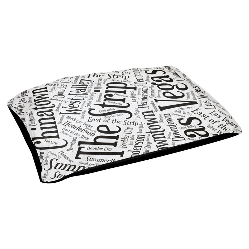 Coussin de chien « districts », Moyen (H 9,5 po x l 28 po x P 18 po), Noir, Las Vegas