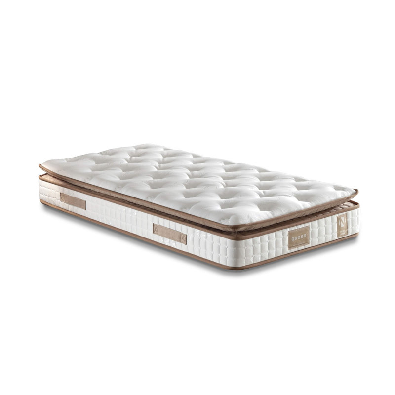 Ultra Firm Mattress, 47.2 x 78.7 x 9.8 inches | Decorative Quilted Linen Fabric Cover, Multi Spring System, Silicon Fiber Comfort Layer, Single Side Padded, Edge Support Foam | Ideal for Restful Sleep, White & Brown Design