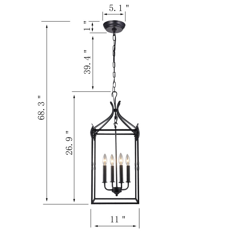 Chesa 4 - Light Black Lantern Pendant