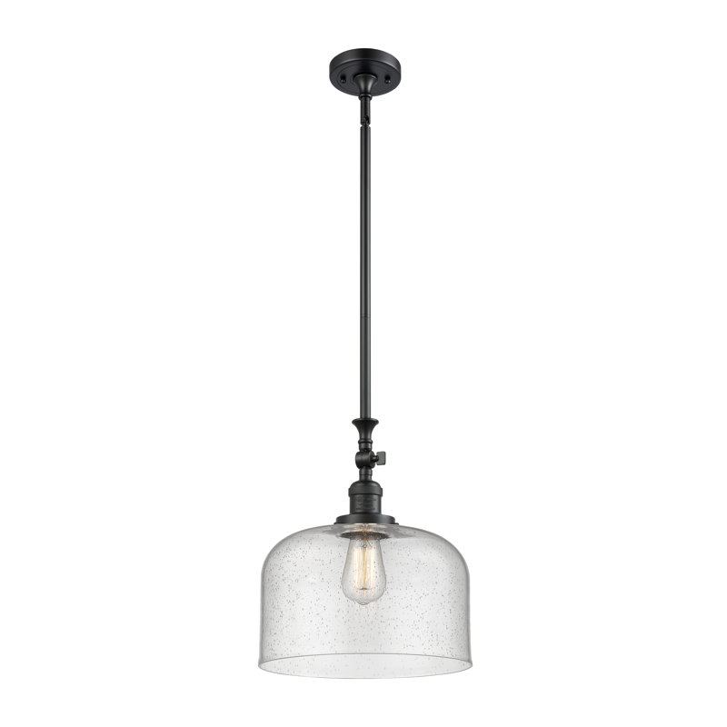 Hiers 1 - Light Single Pendant, Matte Black, Seedy, 6 Watt Vinage LED Bulb
