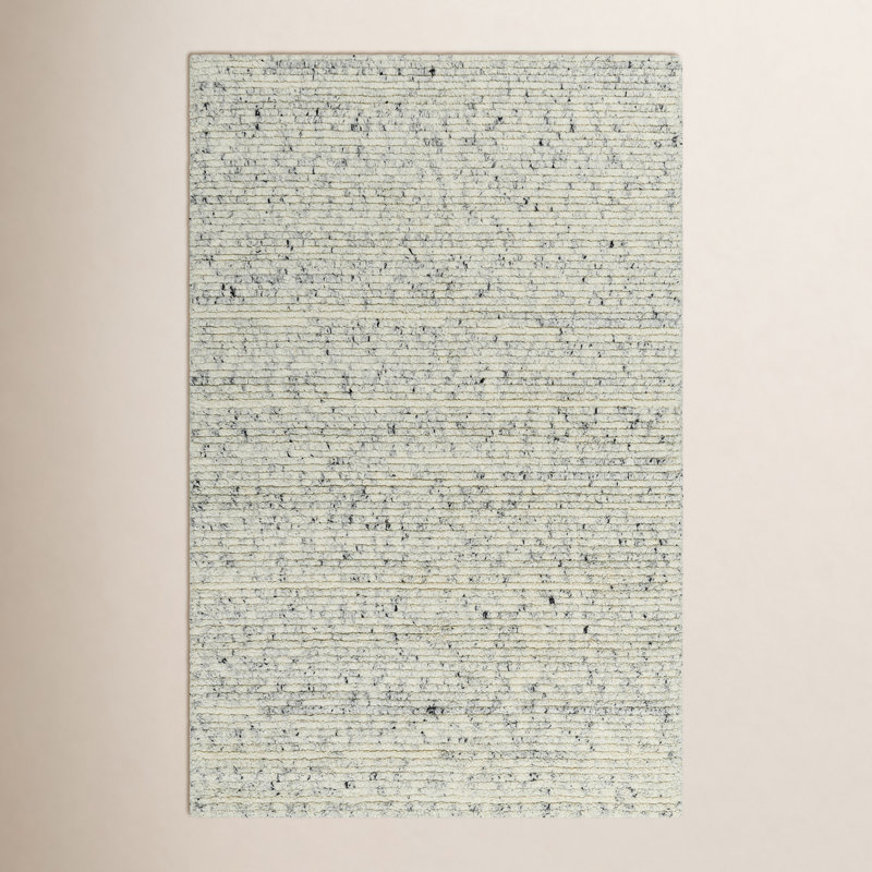 Morell Solid Color Hand Loomed Wool Area Rug in Ash/Sterling Gray/Metallic Silver, Rectangle 12' x 15'