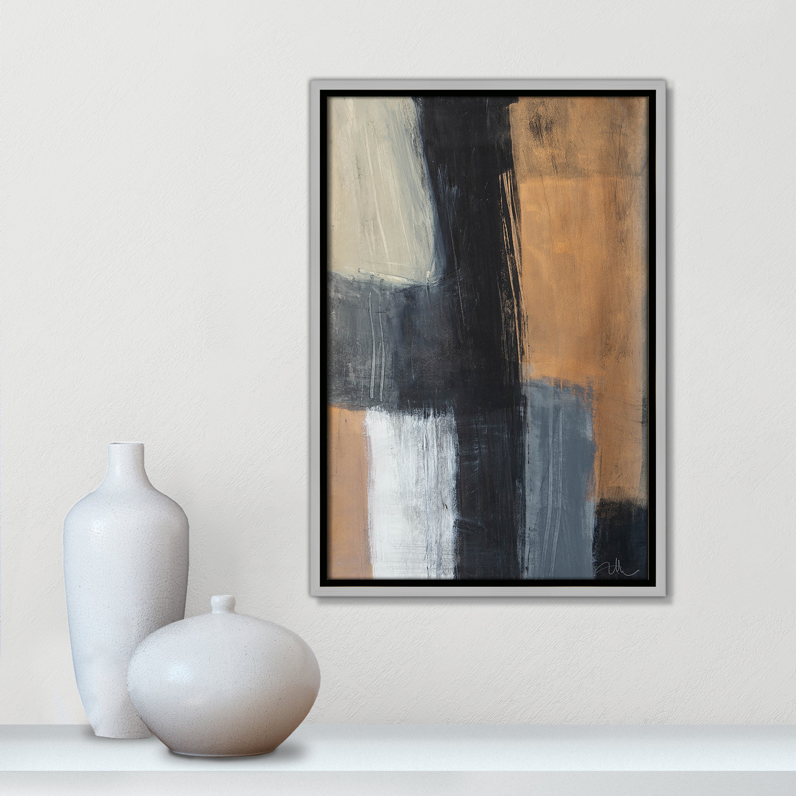 Calderon "Metallic Slate II" Print, 19.5" H x 13.5" W x 2" D, Silver Floater Framed, No Mat