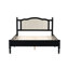 Grand lit plateforme en bois avec tête de lit attrayante - Allure de chambre à coucher, noir intrigant