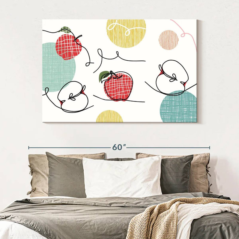 Yarlin One Line Apples, 34" H x 51" W