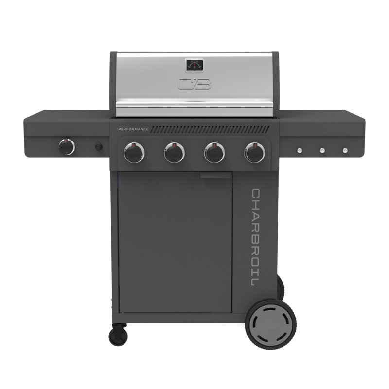 Charbroil Performance Series 4-Burner Gas Grill Cabinet with Side Burner, Dark Gray