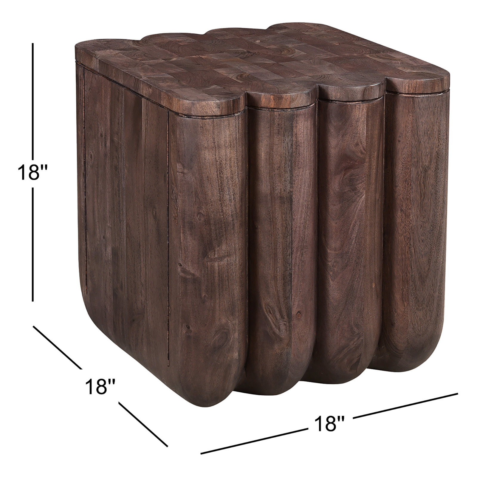 Arine Solid Wood End Table, Brown