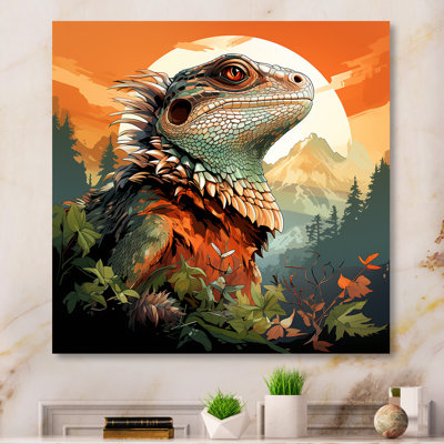 Forêt, lézard, art mural