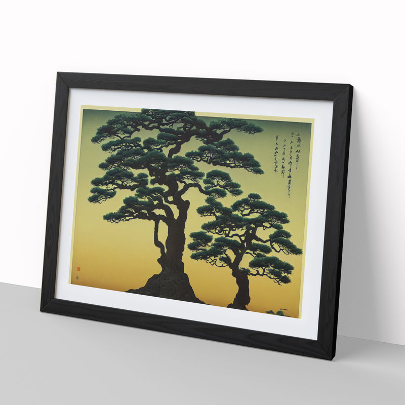 Japanese Trees - Single Picture Frame Print, Black Framed, 46cm H x 64cm W x 2cm D