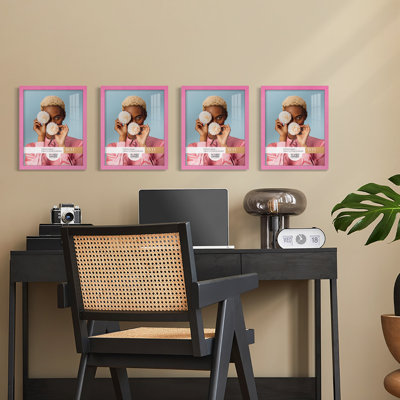 Pink Wood Picture Frame - Set of 4